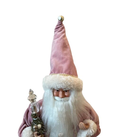 34th & Pine 23" Pink Velvet Santa w/ Crystal Ornaments Christmas Holiday New - Picture 5 of 16
